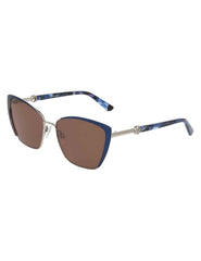 Elegant Metal Cat-Eye Sunglasses - Anne Klein Navy Silver