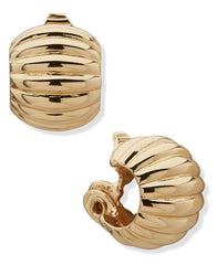 17mm Domed Fluted Hoop Clip Earrings - Anne Klein
