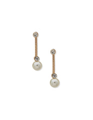 Faux Pearl Linear Drop Earrings - Anne Klein
