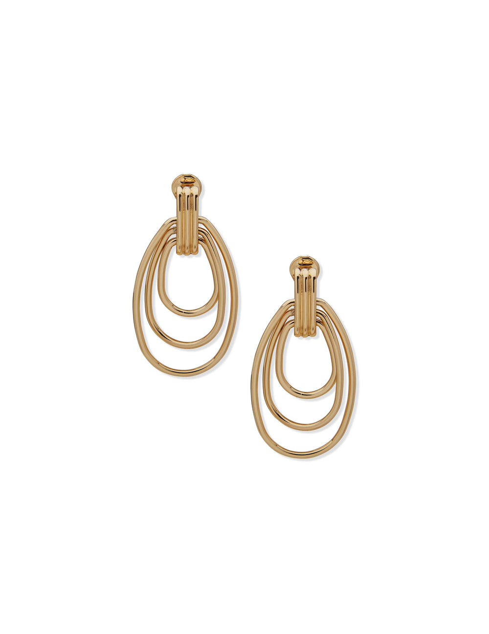 Three-Row Doorknocker Drop Earrings - Anne Klein
