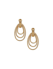 Three-Row Doorknocker Drop Earrings - Anne Klein