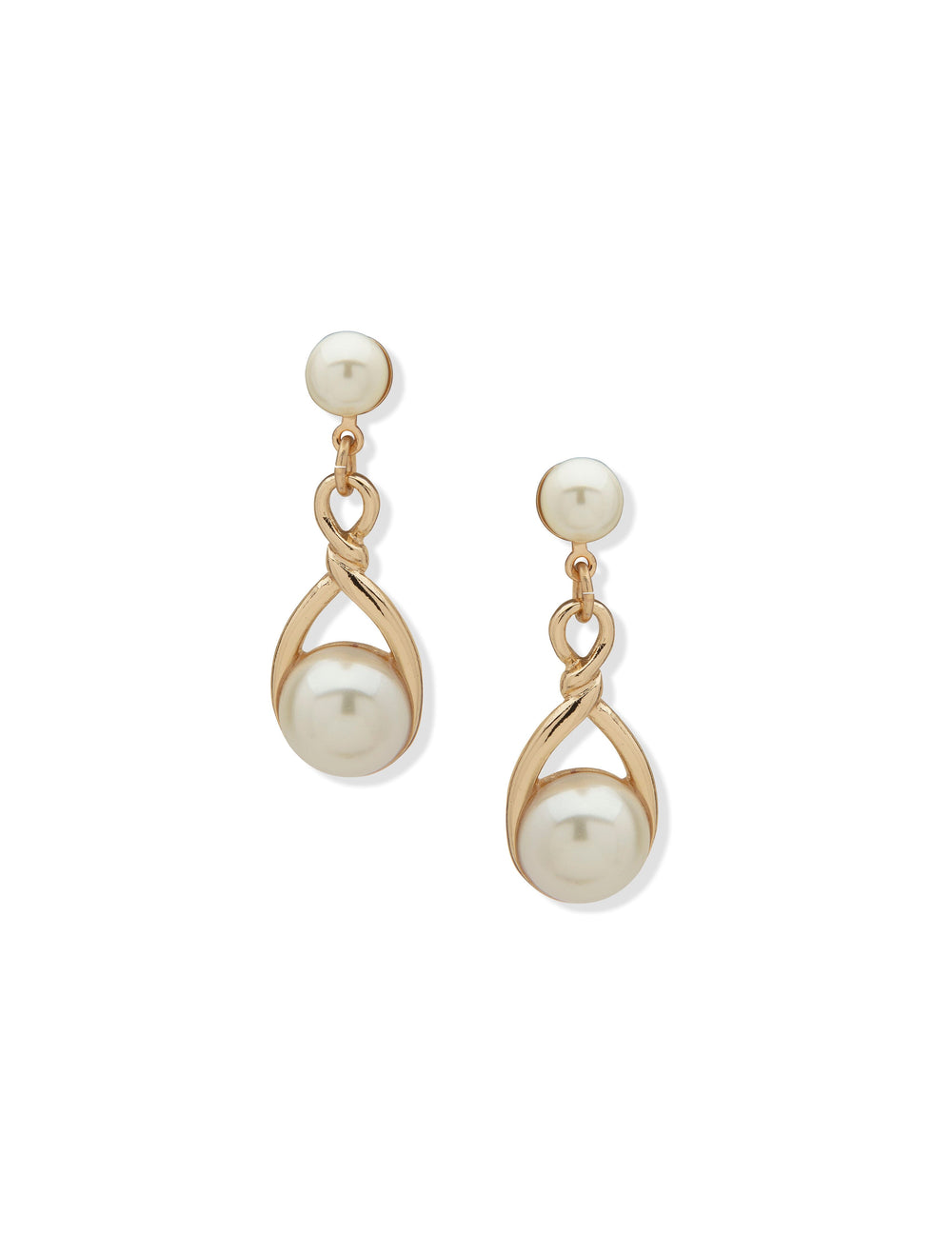 Twisted Pearl Post Linear Earrings - Anne Klein