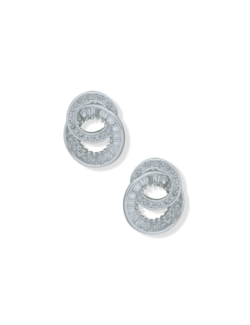 CZ Interlocked Circle Earrings - Anne Klein