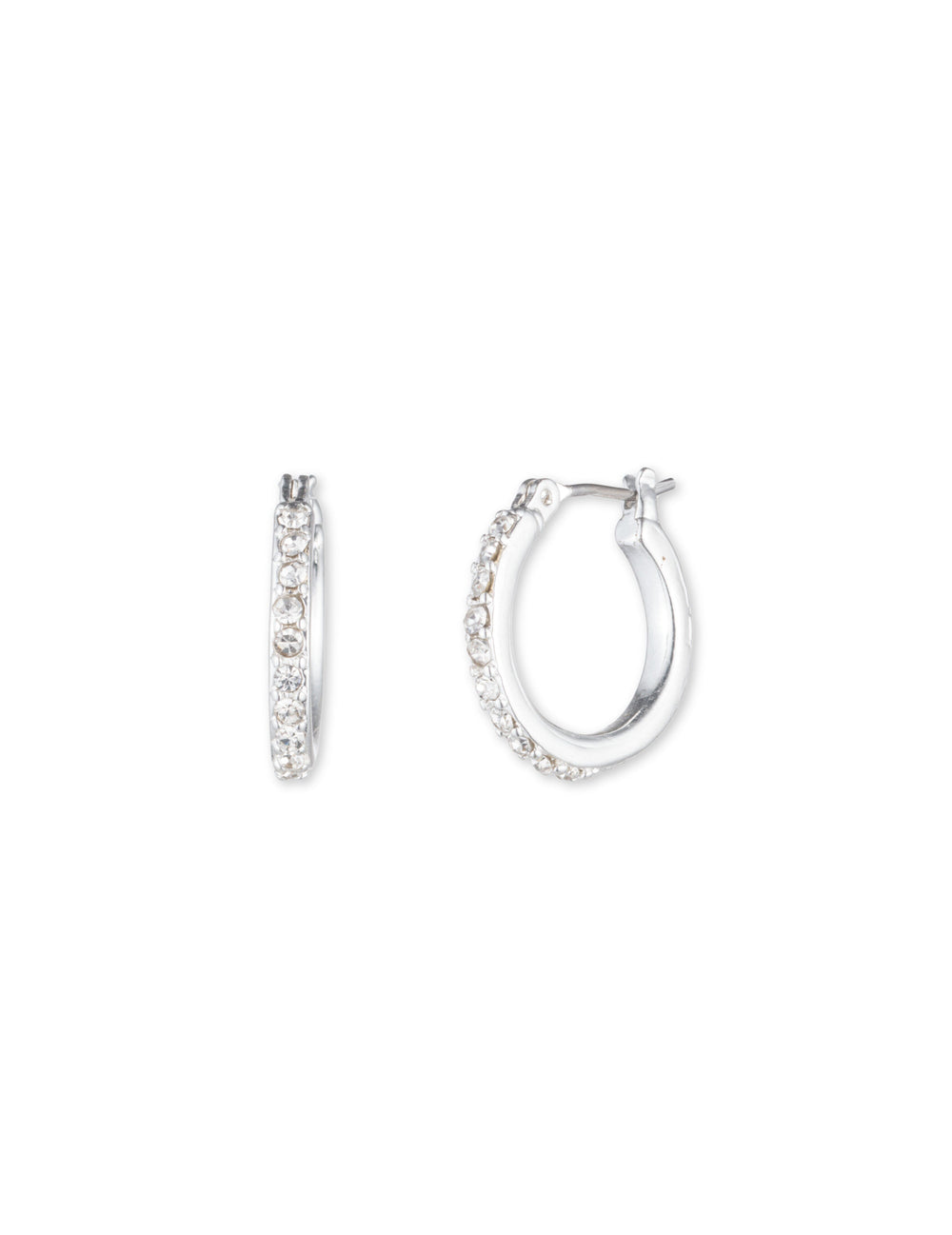 Small Crystal Pavé Hoop Earrings - Anne Klein