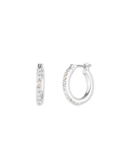 Small Crystal Pavé Hoop Earrings - Anne Klein