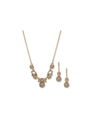 Cluster-Earring/-Necklace-Set-Neutral-Crystal-Gold-Tone - Anne Klein