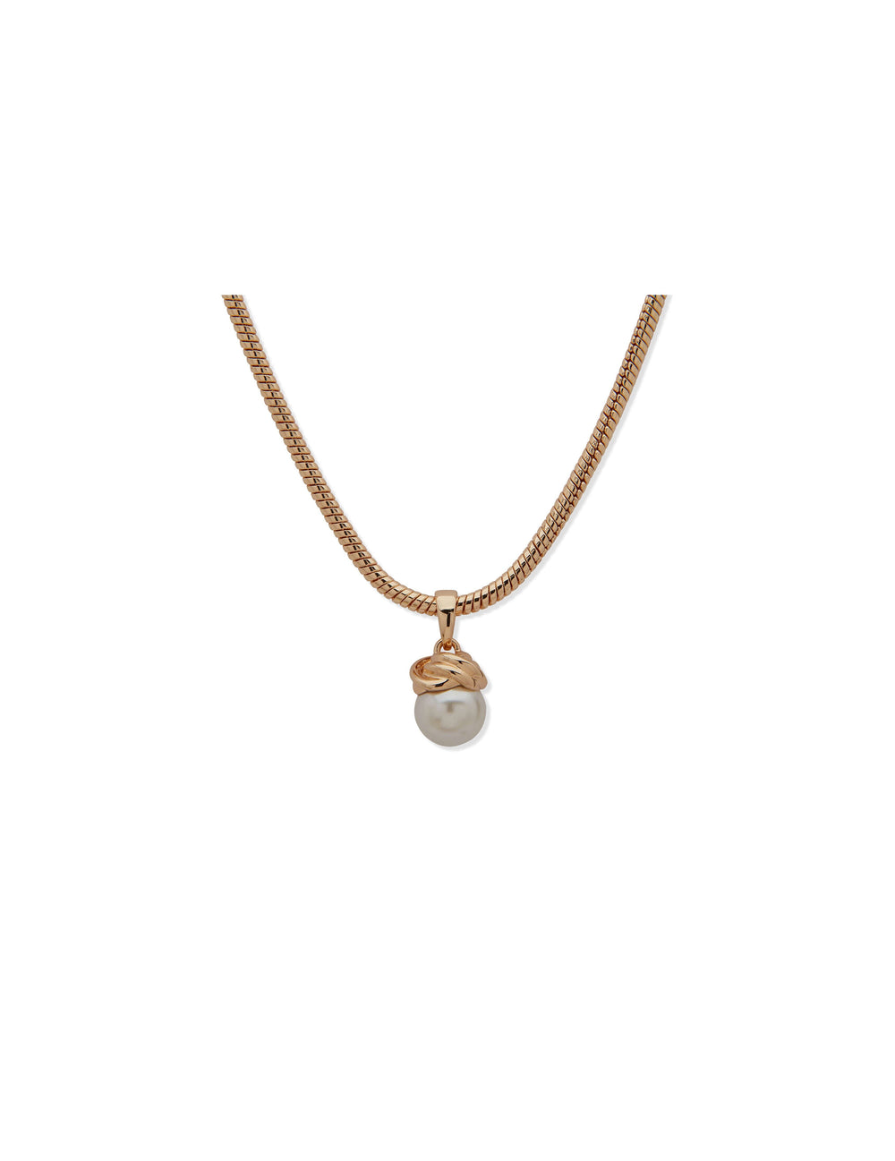 Snake Chain Knot & Pearl Pendant Necklace - Anne Klein