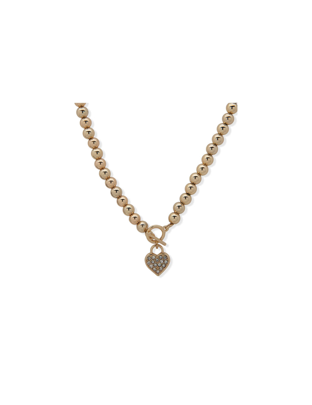 Crystal Heart Beaded Toggle Necklace - Anne Klein