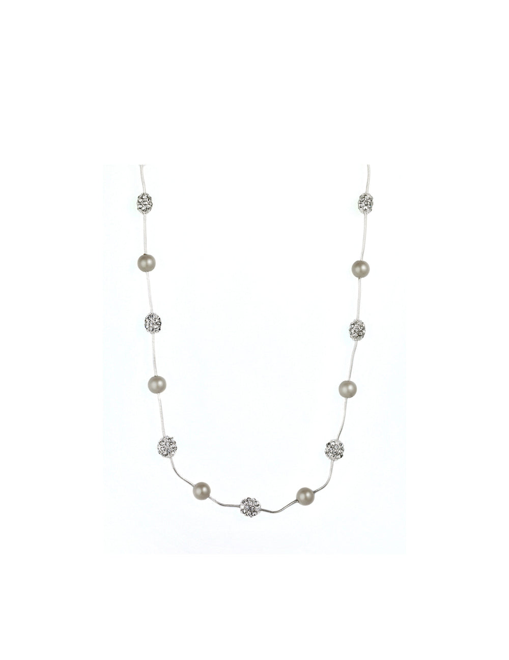 Faux Pearl & Crystal Fireball Station Necklace - Anne Klein