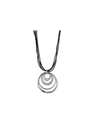Multi Hoop Pendant Necklace Silver & Black - Anne Klein