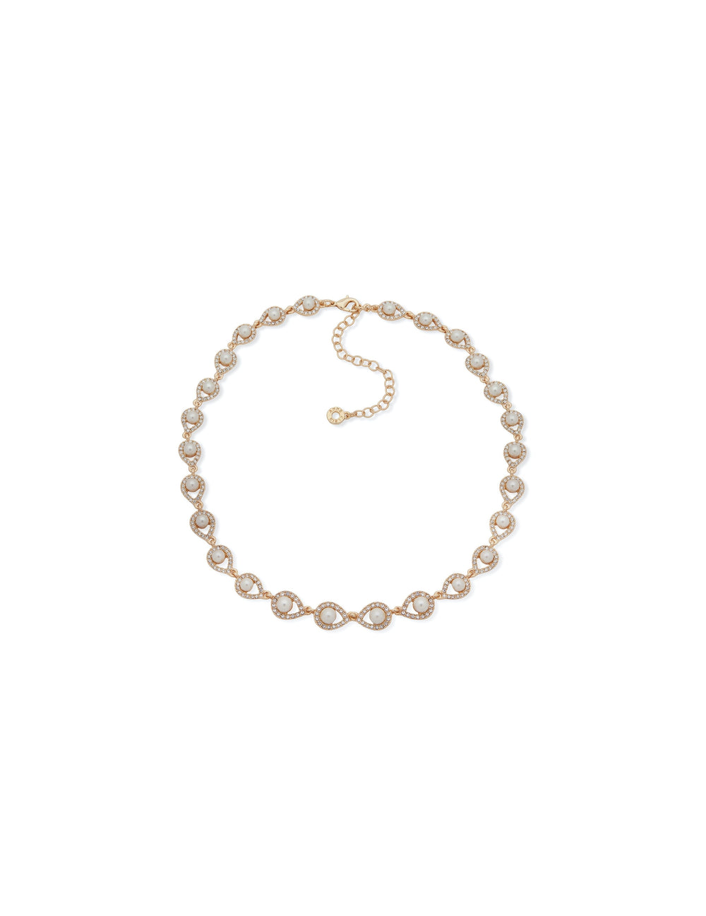 Gold-Tone Faux Pearl Pavé Crystal Necklace - Anne Klein
