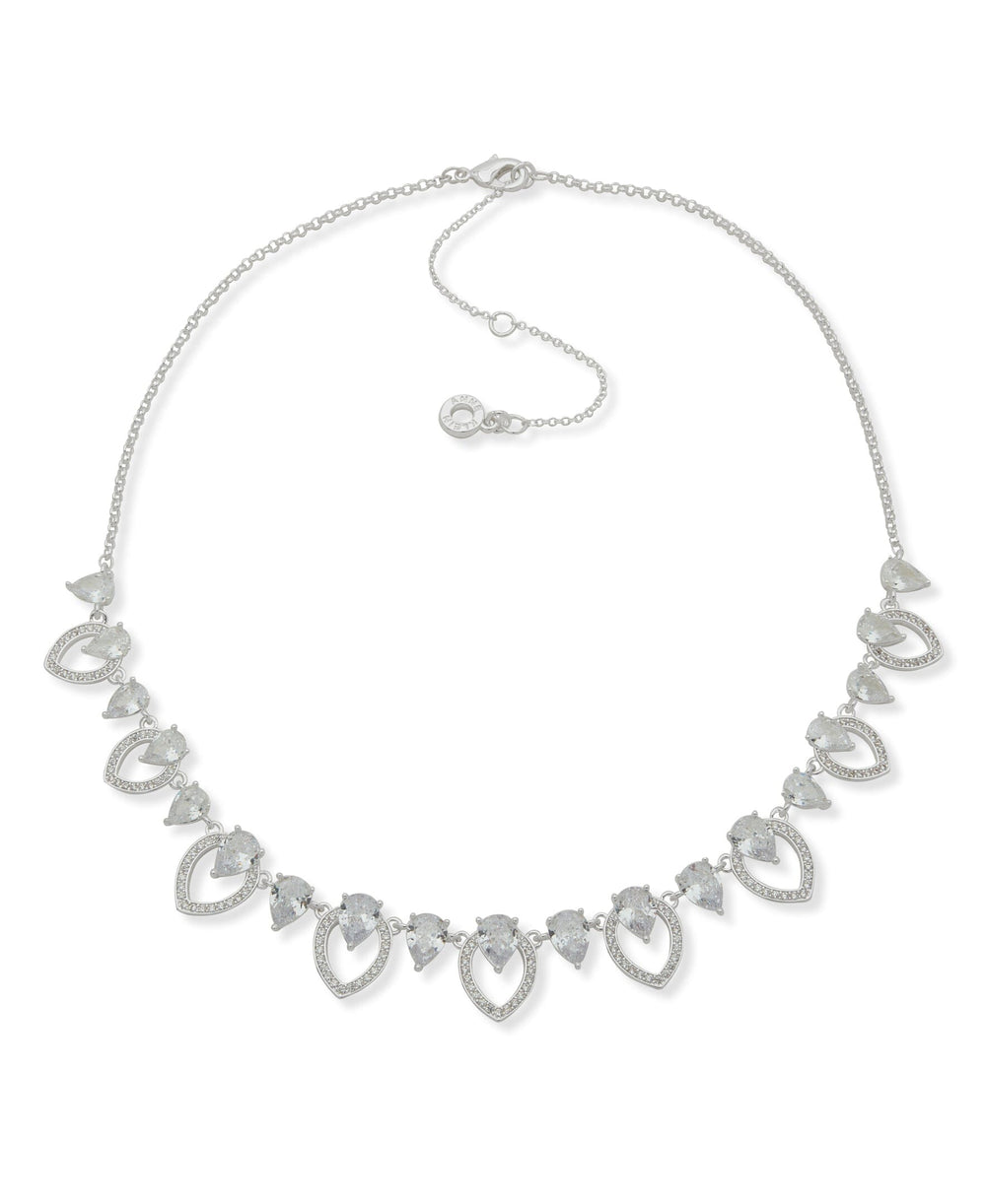 Navette and Stone Frontal Necklace - Anne Klein