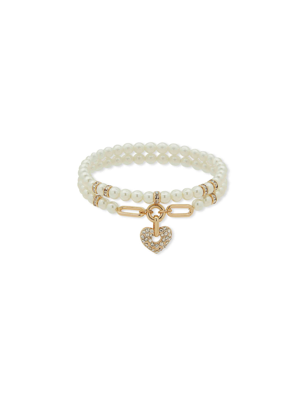 Heart Motif Bracelet - Pearl/Crystal - Anne Klein