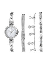 Crystal Watch & Bracelet Set in Silver - Anne Klein Silver-Tone
