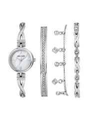 Crystal Watch & Bracelet Set in Silver - Anne Klein Silver-Tone