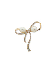 Pearl & Crystal Bow Brooch - Anne Klein
