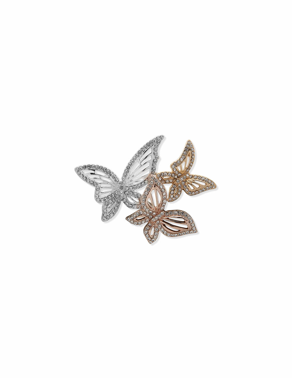 Trio Crystal Butterfly Brooch - Anne Klein
