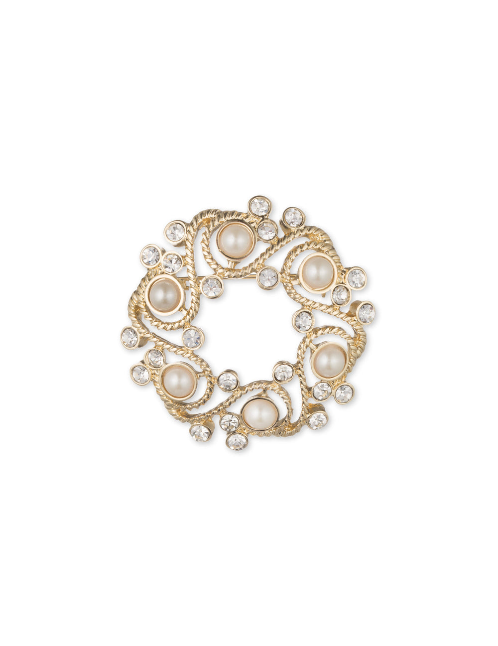 Faux Pearl Wreath Brooch - Anne Klein