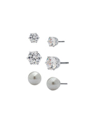 CZ and Pearl Stud Earring Set - Anne Klein