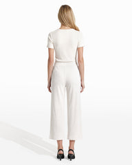 Wide Leg Crop Pull-On Pants with Wide Waistband in WHITE DOVE | Anne K - Anne Klein WHITE DOVE