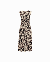 Ruched Waist Sleeveless Crew Neck Midi Dress - Anne Klein MOLASSES/WT DV
