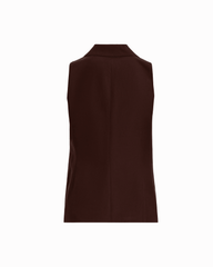 Two-Button Notch Collar Vest with Flap Pockets in DARK CHOCOLATE | Ann - Anne Klein DARK CHOCOLATE