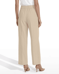 High-Rise Wide Leg Pull-On Trousers - Anne Klein NATURAL GRAIN