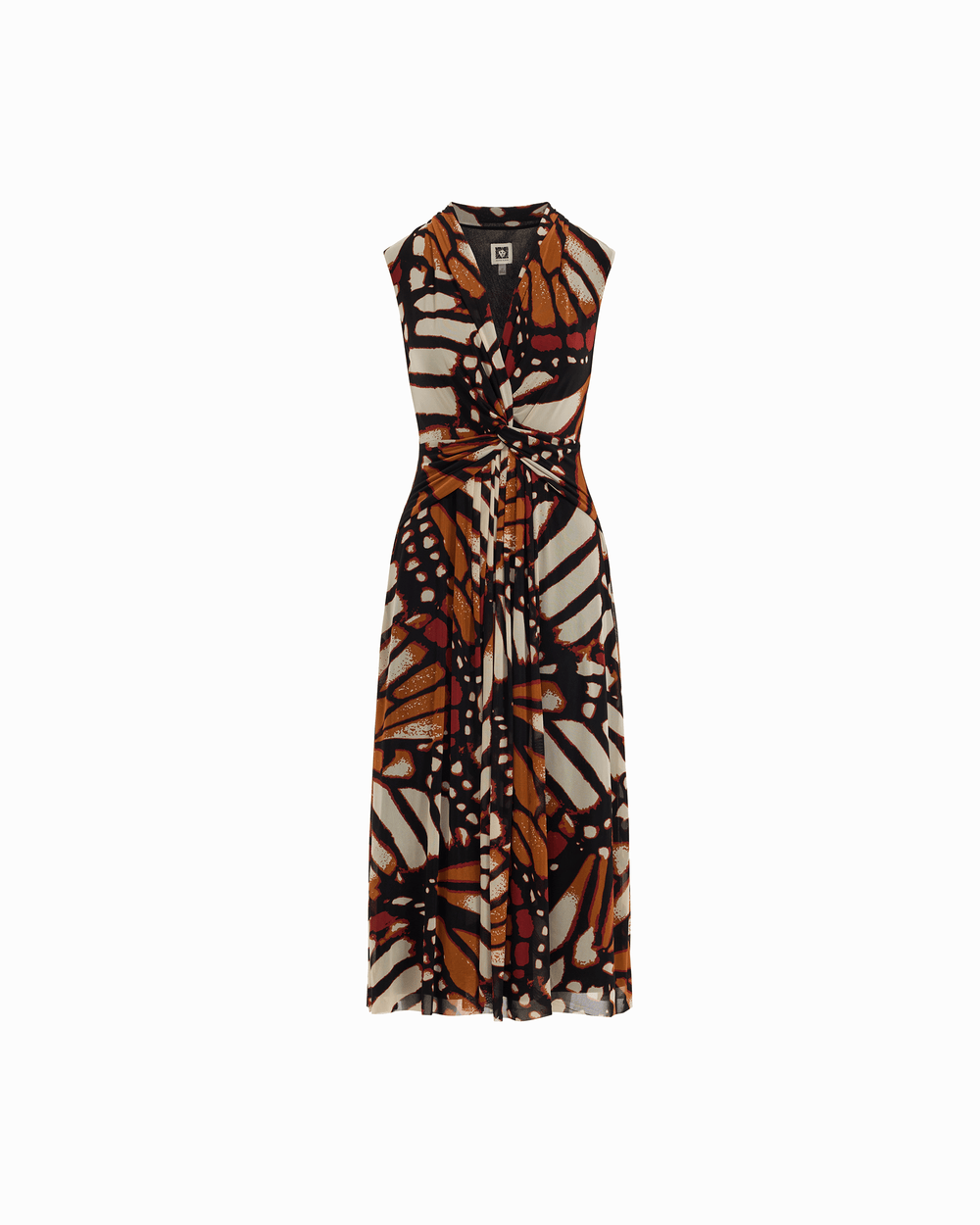 Sleeveless Twist-Detail V-Neck Midi Dress - Anne Klein CHILI MULTI
