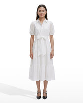 Puff Sleeve Tiered Shirt Dress - Anne Klein CRISP WHITE