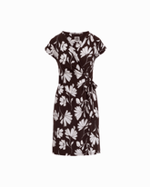 Short Sleeve Wrap V-Neck Dress in DK CHOC / WHT DV - Anne Klein DK CHOC/WHT DV
