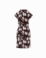 Short Sleeve Wrap V-Neck Dress in DK CHOC / WHT DV - Anne Klein DK CHOC/WHT DV