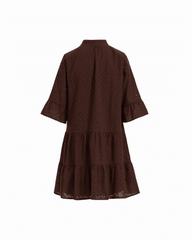 Tiered Shirt Dress with Stand Collar in DARK CHOCOLATE - Anne Klein DARK CHOCOLATE