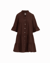 Tiered Shirt Dress with Stand Collar in DARK CHOCOLATE - Anne Klein DARK CHOCOLATE