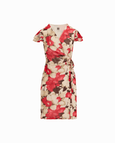 Plus Size Flutter Sleeve Wrap Dress - Anne Klein WHITE DOVE MULTI