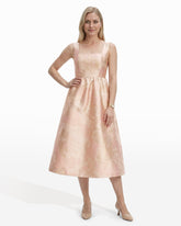 Square Neck A-line Midi Dress - Anne Klein BLOSSOM MULTI