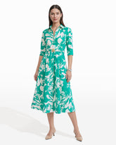 Waist Tucked Shirt Dress - Anne Klein BERYL GREEN/CRISP WHIT