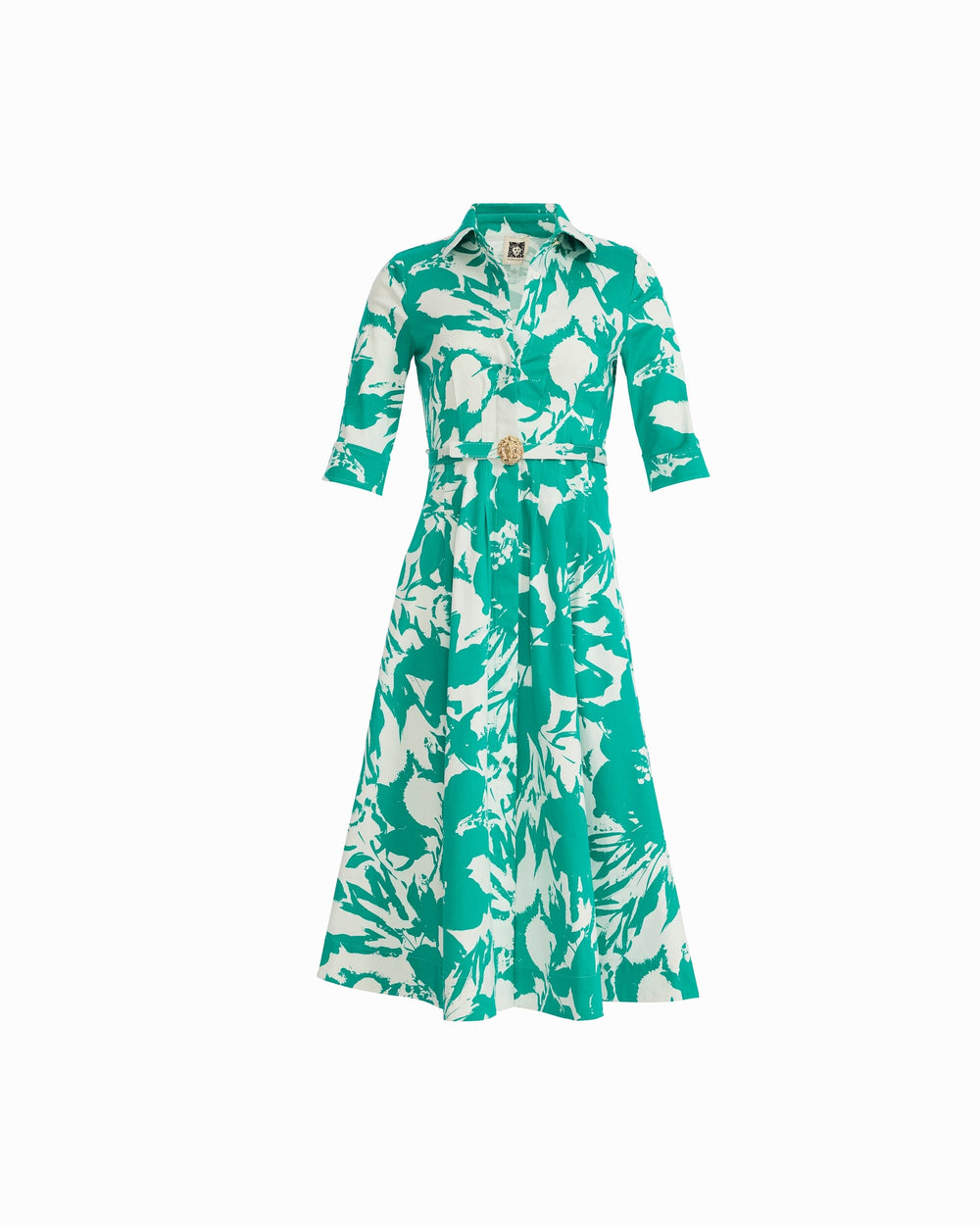 Waist Tucked Shirt Dress - Anne Klein BERYL GREEN/CRISP WHIT
