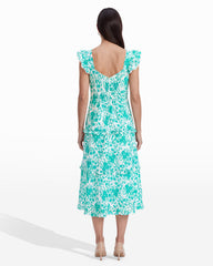 Ruffled Tiered Midi Length Dress - Anne Klein BERYL GREEN/CRISP WHIT
