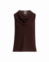 Sleeveless Cowl Neck Blouse in DARK CHOCOLATE - Anne Klein DARK CHOCOLATE