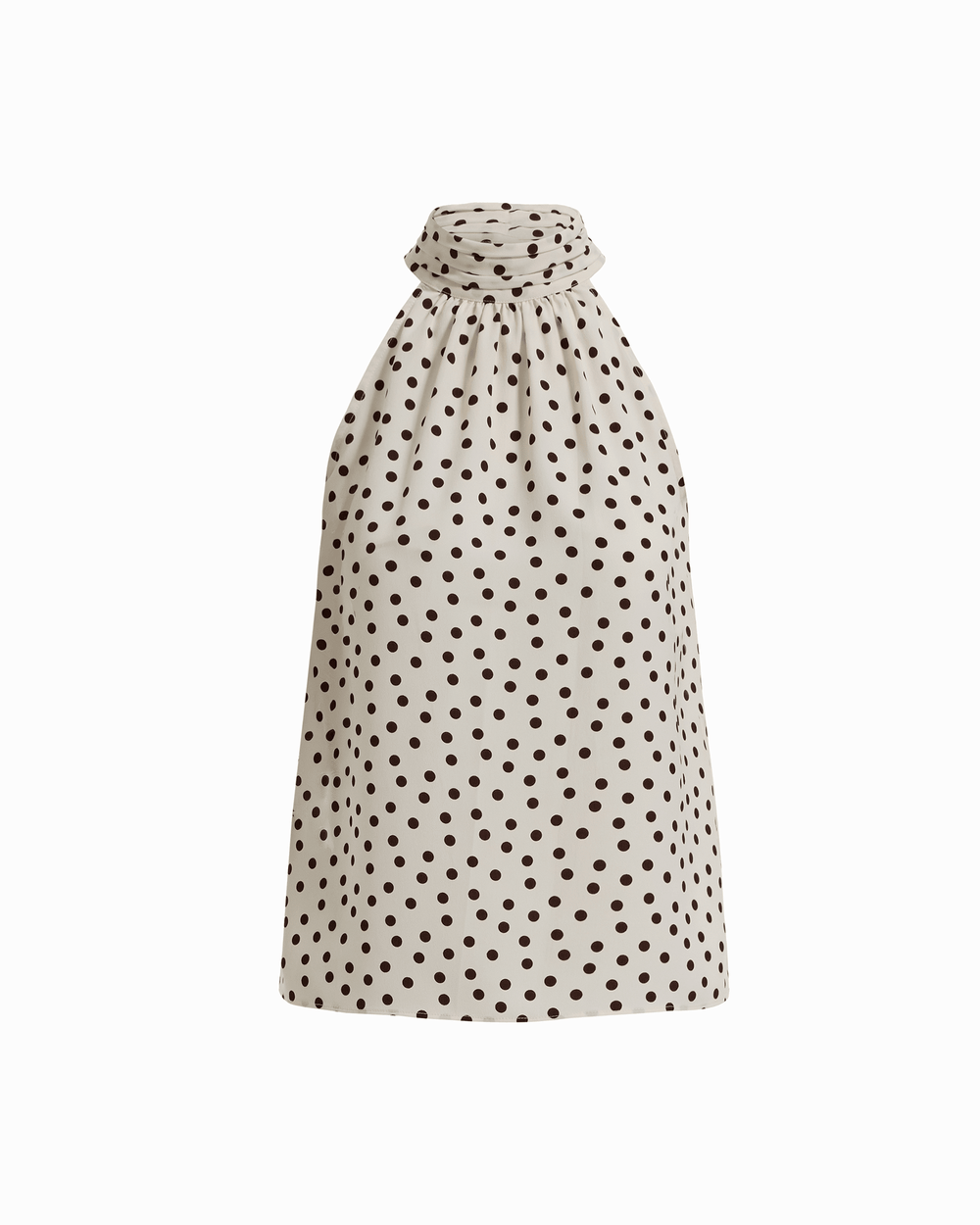 Shirred Halter Neck Sleeveless Blouse - Anne Klein WHT DV/DK CHOC