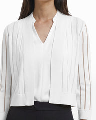 Sheer Stripe Three-Quarter Shrug - Anne Klein WHITE DOVE