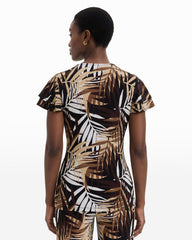 Leo Wrap Top with Flutter Sleeves - Anne Klein ANNE BLACK MULTI