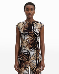 Extended Shoulder Side Tie Top - Anne Klein ANNE BLACK MULTI