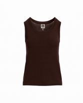 Scoop Neck Knit Tank Top - Anne Klein DARK CHOCOLATE