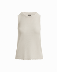 Scoop Neck Sleeveless Full Needle Tank Top - Anne Klein WHITE DOVE