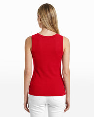 Scoop Neck Sleeveless Full Needle Knit Tank Top - Anne Klein BEGONIA RED