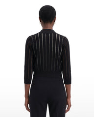 Sheer Stripe Three-Quarter Sleeve Shrug - Anne Klein ANNE BLACK