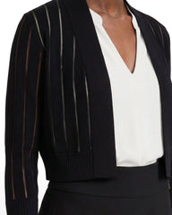Sheer Stripe Three-Quarter Sleeve Shrug - Anne Klein ANNE BLACK