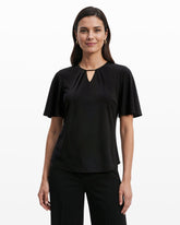 Pleated Bell Sleeve Top - Anne Klein ANNE BLACK