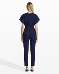 Smocked Waist Flutter Sleeve Blouse - Anne Klein DISTANT MOUNTAIN